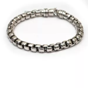 Nuovo bracciale David Yurman da uomo in argento sterling 7 mm scatola catena 8,75" misura grande - Foto 1 di 9