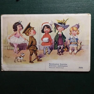 WW1 Era "Feminine Mobilization" Postage Free WW1 Soldier's Mail Postcard France - Bild 1 von 5