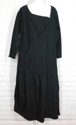 Vestido CYNTHIA ASHBY Elástico Lino Algodón Lagenlook Negro Nuevo con Etiquetas XLarge Foto 1 de 4