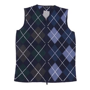 Cruciani Diamond Argyle Patterned Cashmere Cardigan Sweater Vest M (Eu 50) NWT