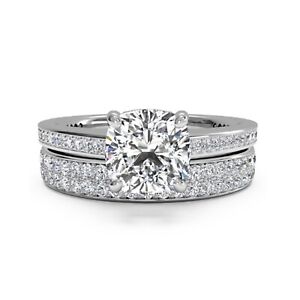2.90 Ct Stunning Lab Created Diamond Bridal Ring Set Platinum  Size 7