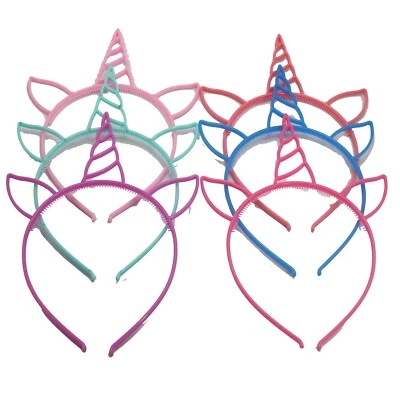 6 Diadema Unicornio de Plástico de Colores Mezclados Banda para el Cabello Fiesta de Cumpleaños Favores Suministros  Foto 1 de 4