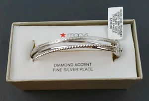 Macy's Diamant Akzent fein versilbert Armreif Armband Neu mit Etikett $100 kostenloser Versand - Bild 1 von 7