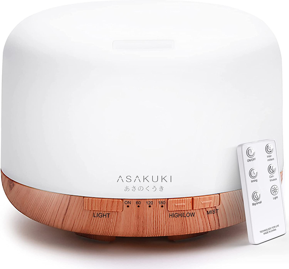 ASAKUKI 500Ml Premium, Essential Oil Diffuser with Remote Control, 5 in 1 Ultras