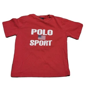 Vintage 90s Polo Sport Ralph Lauren Graphic Tee Big Spellout Logo Shirt Size 7 - Picture 1 of 10