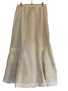 Antique Victorian Edwardian Cotton Petticoat Skirt Slip Embroidered Vintage - Picture 1 of 19