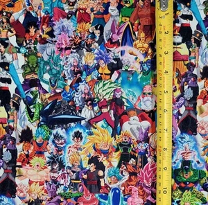 DRGN BOLLZ COLLAGE ANIME  FABRIC ( HALF YARD OR 1 YARD) - Picture 1 of 4