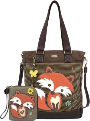 New Chala Combo 2 pcs WORK TOTE Bag  & WALLET Pleather Bag FOX  Olive Green gift - Image 1 of 4