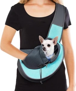 WOYYHO Size Medium to 10 lbs sling Pet Dog Carrier Backpack Cyan NWT - Picture 1 of 3