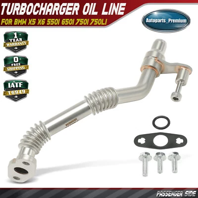 Passenger Side Turbocharger Oil Return Tube for BMW X5 X6 550i 650i 750i 750Li - Image 1 of 4