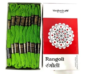Rangoli Threads Cross Stitch Stranded Cotton Thread Floss Hand Embroidery Green - Picture 1 of 3