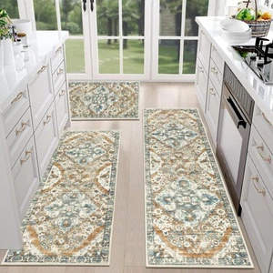 HEBE Farmhouse Kitchen Rug Sets of 3 Non Slip Washable Kitchen Rugs and Mats ... - Picture 1 of 7