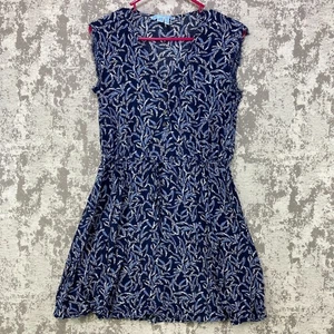 Draper James Fern Print Flare Dress Womens Size 4 V-Neck Button Front Cap Sleeve - Picture 1 of 12