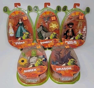 Lot of 5 Shrek 2 Figures Fiona, Donkey, Puss In Boots, Shrek, & Dragon Full Set! - Picture 1 of 24