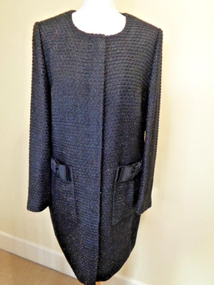 TED BAKER BRAND NEW BLACK SPARKLE COAT WITH BOW POCKET DETAIL - SIZE 14 (4) - Image 1 of 4