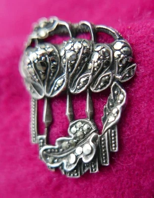 MUY ELEGANTE, VINTAGE, ART DECO, DRGM ALEMÁN 935 PLATA Y MARCASITA VESTIDO CLIP Foto 1 de 4