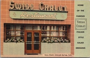 Postal CO RESTAURANTE CHALET SUIZO Colorado Springs vista a la calle/lino MWM - Imagen 1 de 2