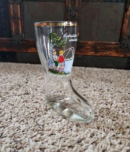 Vaso de cerveza bota pintada a mano vintage Alemania caprichosa traviesa niños - Imagen 1 de 4