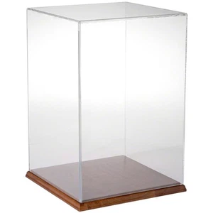 Plymor Clear Acrylic Display Case with Hardwood Base, 10" W x 10" D x 15" H - Picture 1 of 2