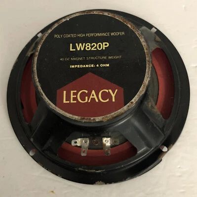 Legacy LW820P 300 Watt 8” 4 Ohm Poly Coated Car Subwoofer 1 Ea-VERY RARE VINTAGE - Image 1 of 4