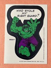 1974-75 TOPPS MARVEL SUPER HEROES STICKERS HULK-1 WHO STOLE MY RIGHT GUARD NM