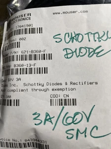 A lot of 10 NEW DIODE INC B360-13-F;  3A 60V SCHOTTKY DIODE SMD package. - Picture 1 of 2