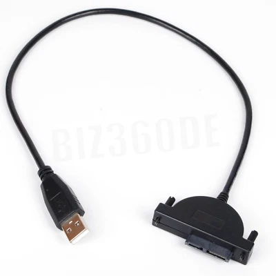 USB 2.0 to Slimline SATA 6+7 13Pin Laptop CD DVD Rom Optical Drive Adapter Kabel - Bild 1 von 4