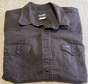 Wrangler Hombre XXL Negro Perla Snap Vaquero Cepillo Trabajo 3 Botones Puños - Imagen 1 de 9