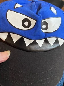 Blue & Black Monster Face Baseball Cap Youth Adj Cotton-365 KIds From Grandma - Picture 1 of 6