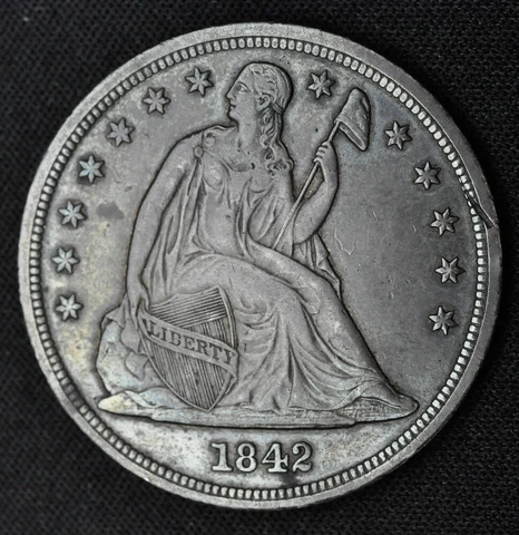 1842 Liberty Seated Dollar - AU Cover
