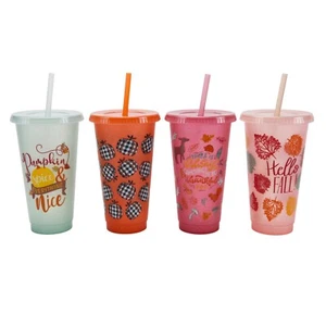 Way to Celebrate Harvest Fall Color Changing Tumbler Cups Reusable 4-Pack 25 Oz - Picture 1 of 8