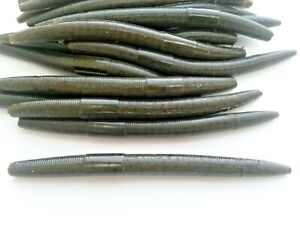 15 pk 5" Senko style Worms-GREEN PUMPKIN-Soft Plastic Trick Stick SCENT SALT-USA