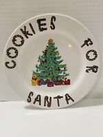 Christmas Village Cookies for Santa ceramic plate white red green holiday