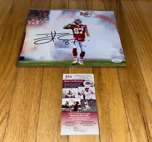 Travis Kelce Signed Kansas City Chiefs Football 8x10 Photo JSA COA - Picture 1 of 6