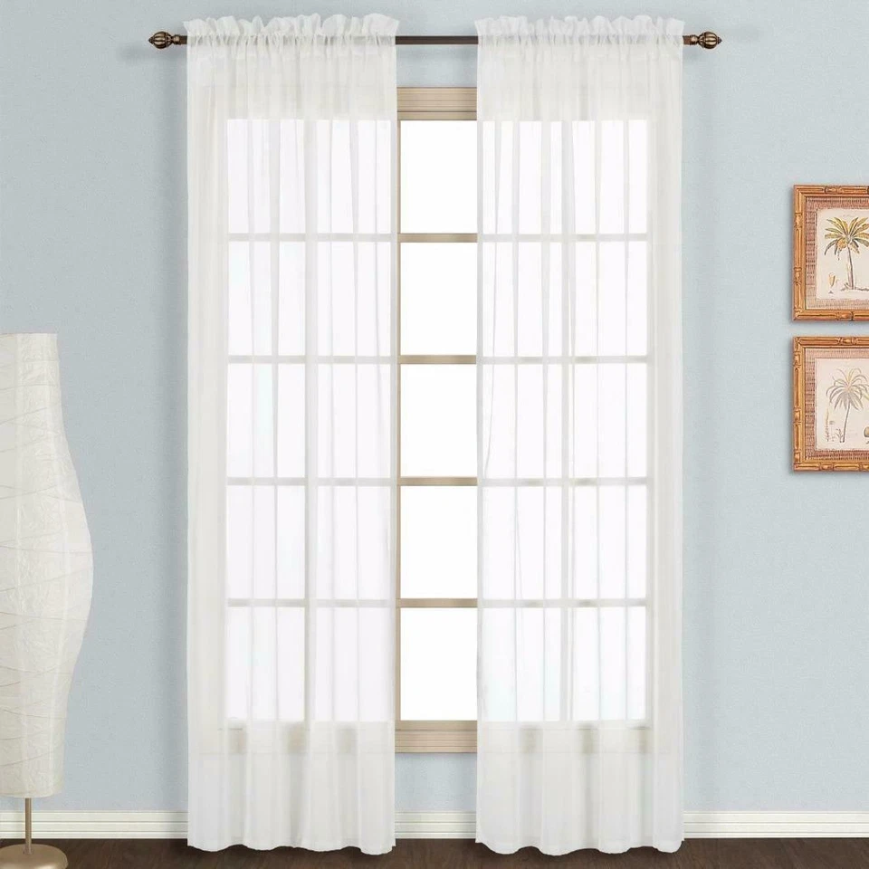 United Curtain Monte Carlo White Sheer Window Curtain Panel, 118 x 63, Set of 2 - Image 1 of 1