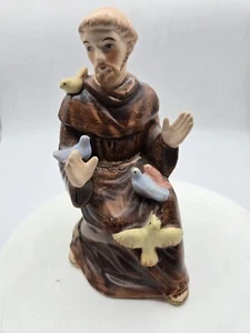 Vintage Napco St Francis Assisi & Birds Canary Bluebird 7117 Japan catholic RARE - Picture 1 of 7