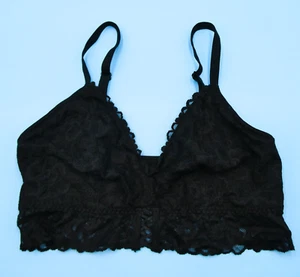 Sujetador Victorias Secret Bralette XS Curve Negro Floral Encaje Ligeramente Forrado Lencería - Imagen 1 de 7