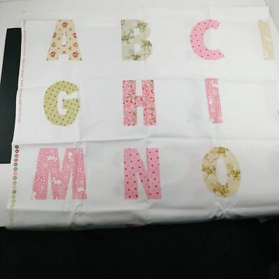 Cotton Print Fabric Holly Holderman Baby Girl Alphabet 4" Letters Panel - Image 1 of 4