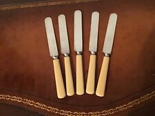 Antique DAME STODDARD Boston Cie 5 KNIVES Ivory Color Handle/Silverplate Blade