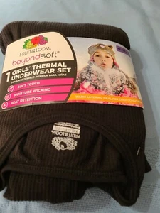 Friut Of The Loom Girls Thermal Underware Set Black size XXL (18) - Picture 1 of 3