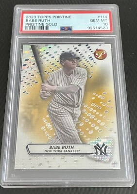 2023 Babe Ruth PSA 10 Topps Pristine Gold Refractor 34/50 Card #114 - Yankees - Image 1 of 3