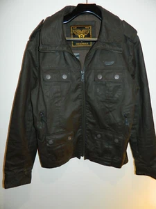 Superdry Jacket Mens Super 8 Originals Cotton Brown Biker size Large - Picture 1 of 9
