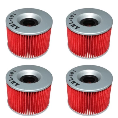 Filtros de óleo 4 peças para motocicletas Honda Kawasaki Yamaha substituir para HF401 KN401 - Imagem 1 de 4