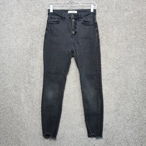 KanCan Jeans Womens 5/26 Black Skinny High Waist Button Fly Distressed Raw Hem - Picture 1 of 10
