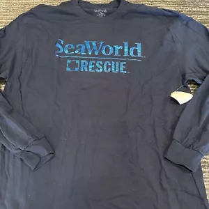 SeaWorld Rescue Womens XL Shirt Long Sleeve T-Shirt Blue Logo Sparkle Water New - Picture 1 of 9