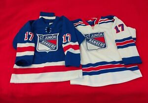 🔥Lot of 2 (Youth) Vintage New York Rangers  Stitched #17 Jersey Size L/G 💥