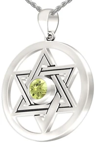 Women Sterling Silver Jewish Star of David August Birthstone Pendant Necklace - Picture 1 of 6