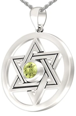 Women Sterling Silver Jewish Star of David August Birthstone Pendant Necklace - Image 1 of 4