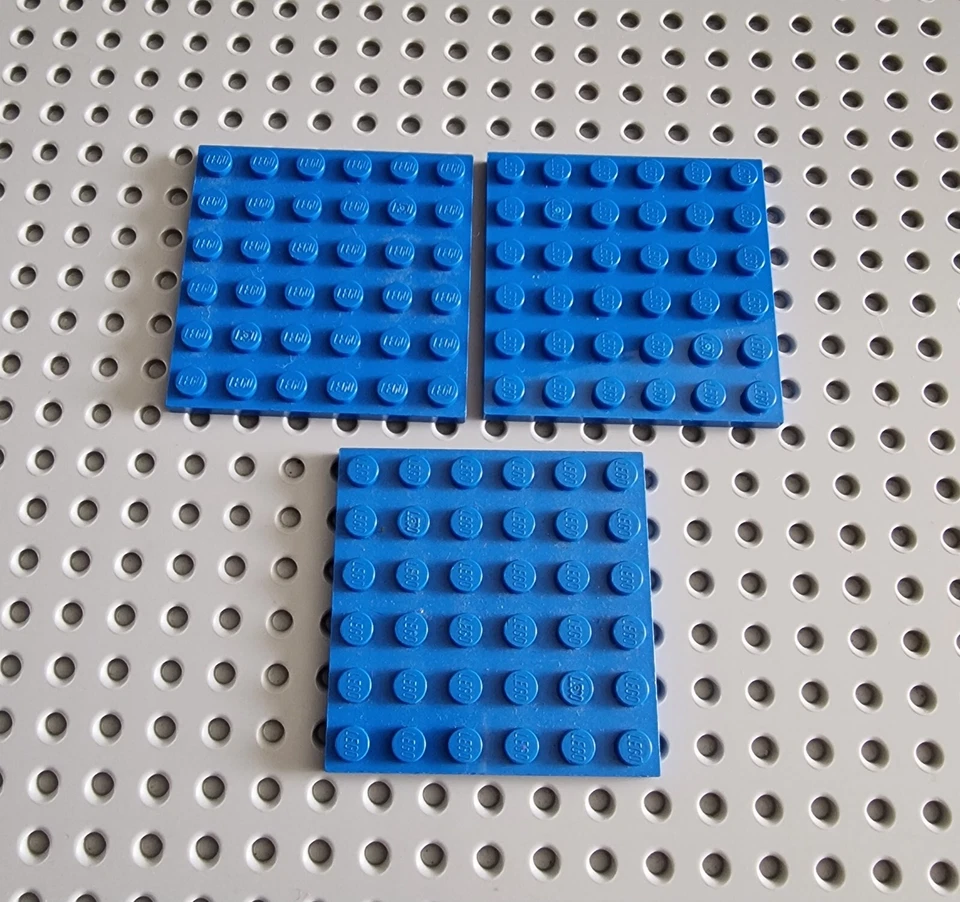 LEGO Platte Bauplatte Basisplatte flach 3 stk blau 6x6 blue Plate 3958 R2 - Bild 1 von 1