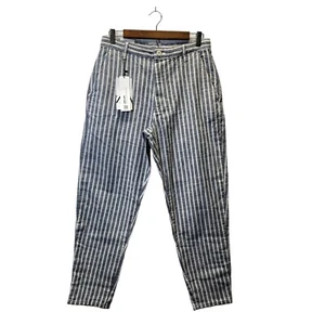 Pantalon ballon coupe carotte Zara pour femme 6 rayures bleues blanches haute hauteur - Photo 1/11